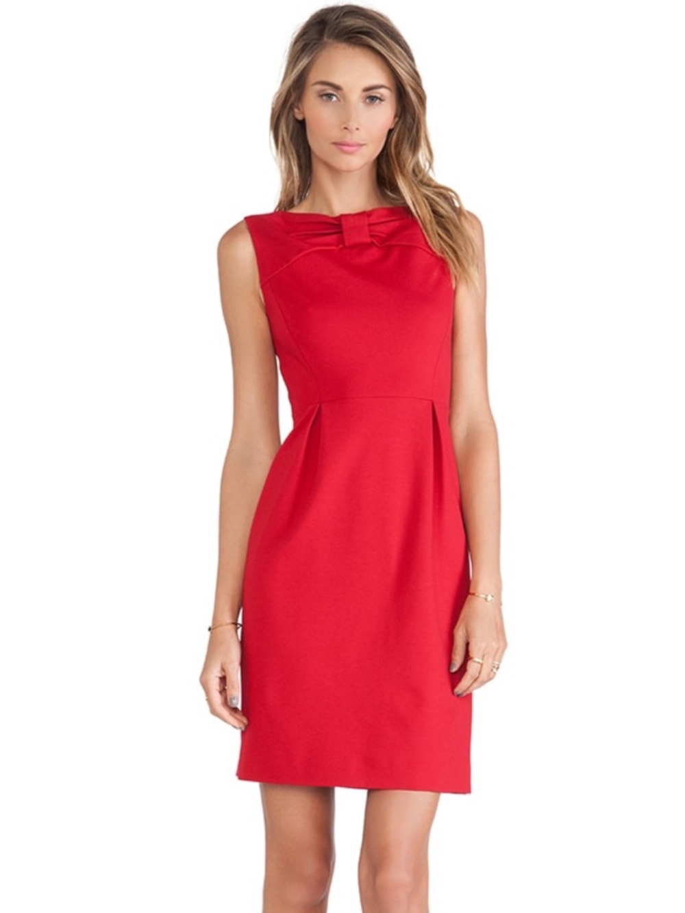 Kate Spade Sheath Dress Bow Tie Knee Length Sleeveless Red Size 2